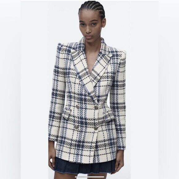 Primark Double Breasted Blazer in Navy and White size 12 - Picture 8 of 16